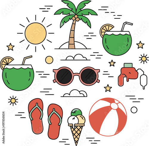 Tropical summer skull a vibrant and playful illustration