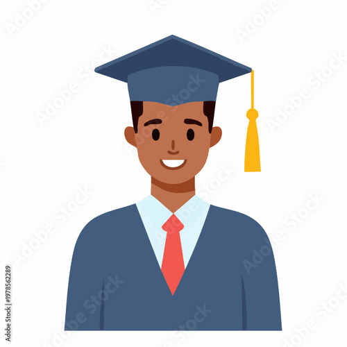 Happy graduate in cap and gown smiling with optimism