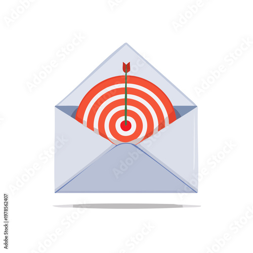 Target bullseye with arrow inside an envelope symbolising direct mail marketing