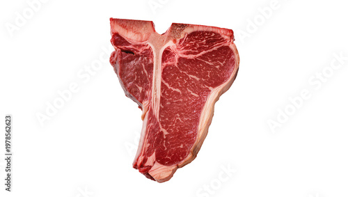 Photos Raw T-bone steak with marbled fat and bone, isolated on transparent background
