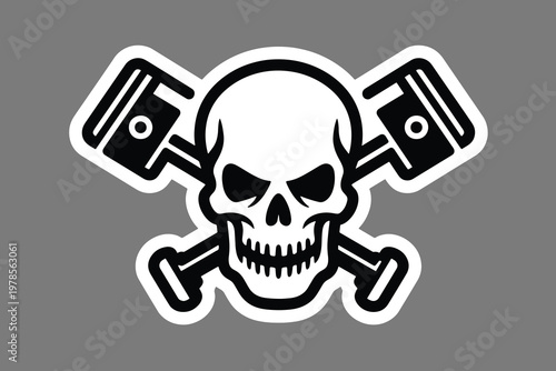 Skull Head With Two Piston Illustration Creative Design Template 