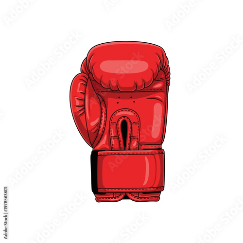 A red boxing glove ready for a sparring session or workout.