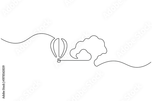 Cloud upload icon in a continuous one line drawing style for modern data storage design
