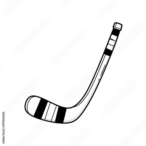 Classic field hockey stick with curved blade and vertical grip tape