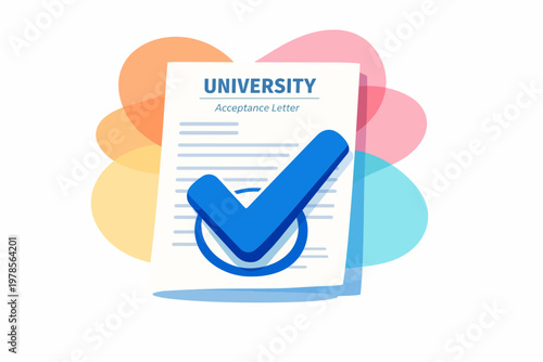 University Acceptance Letter with Blue Check Mark