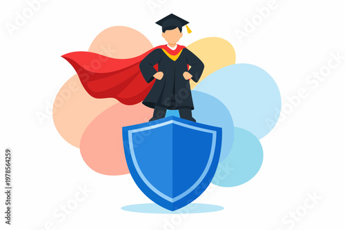 Education Insurance and Protection Concept with Student Hero