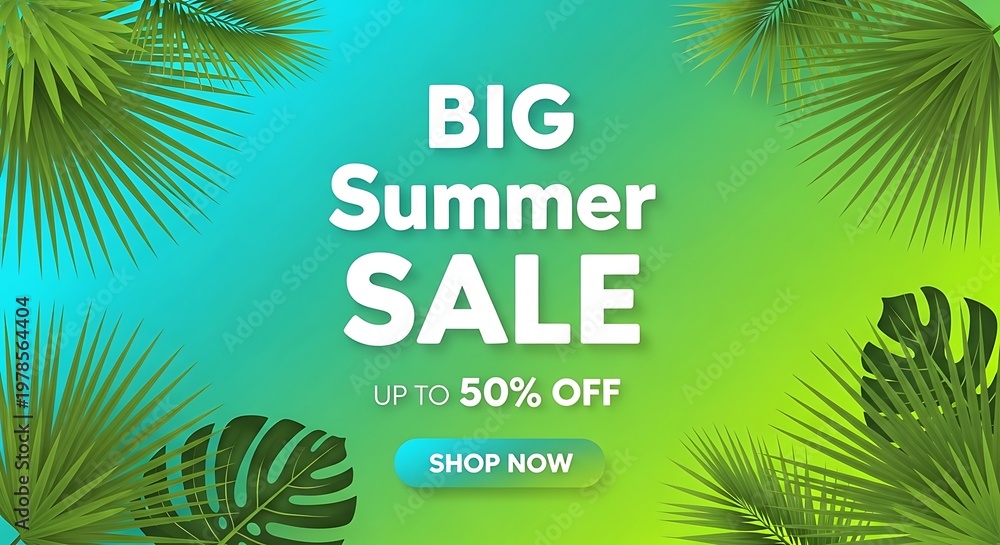 Obraz premium Big summer sale promotion with cityscape background and discounts up to 50 percent