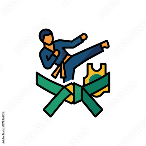 Martial Arts Karate Kickboxing Training Gear Uniform and Belt Icon