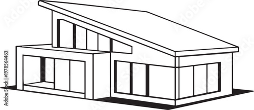 Eco green roof house line art sustainable architecture home outline vector illustration