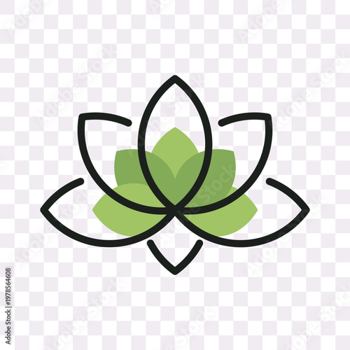 Lotus Flower Icon – Yoga Meditation Spiritual Line Vector