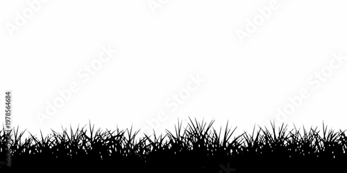 Silhouette of grass against a stark white background simple monochrome image