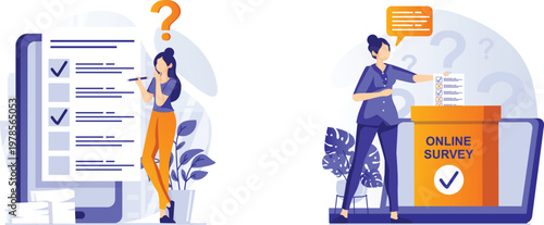 Customer filling out an online survey form at a kiosk in a mall