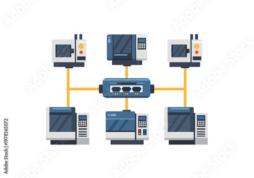 Network Devices Connected to Central Hub.