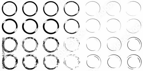 Collection of hand drawn oval and circle shapes with varying opacity