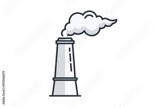 Industrial Chimney Emitting Smoke Pollution.