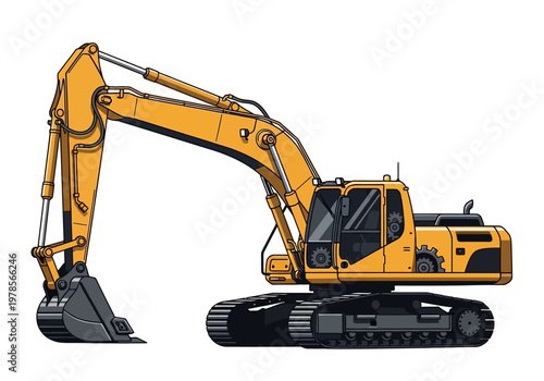 Yellow Excavator Machine Heavy Equipment.