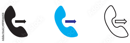 Phone Call Icons Set Communication Symbols Collection. communication, support, incoming outgoing calls and notifications.