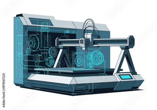Modern 3D Printer with Digital Display.