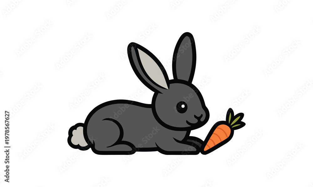 Fototapeta premium Grey Rabbit Lying Icon