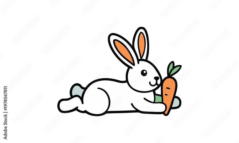 Fototapeta premium White Rabbit with Carrot