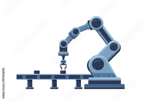 Industrial Robot Arm Assembly Line Machinery.