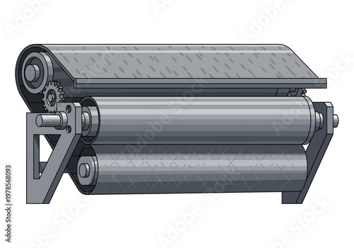 Industrial Conveyor Belt System with Rollers.
