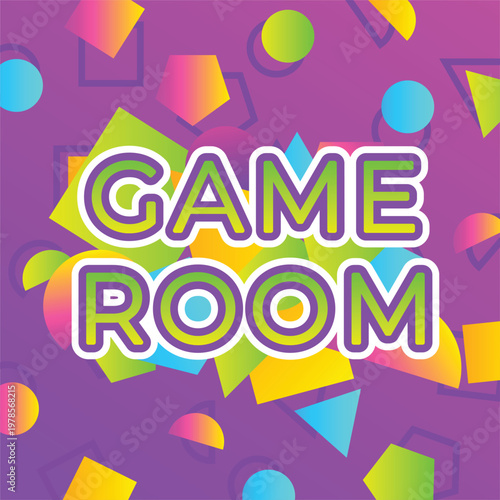 A vibrant and pixelated neon sign that reads game room