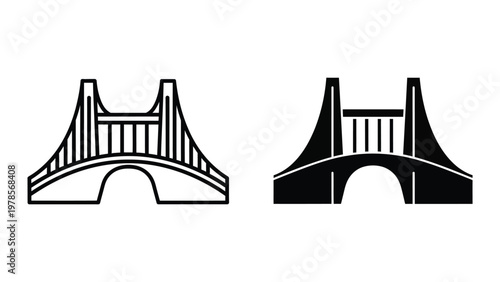 Comparison of suspension bridge designs with different tower and cable styles