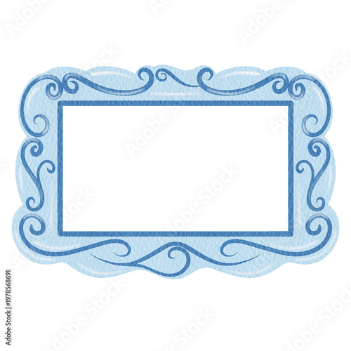 Elegant Decorative Square Frame Vintage Ornate Blue Frame.  Blue Border Vintage Frame.