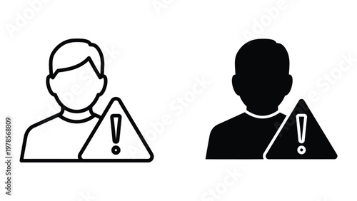 Warning symbols depicted on individuals wearing lanyards with badges