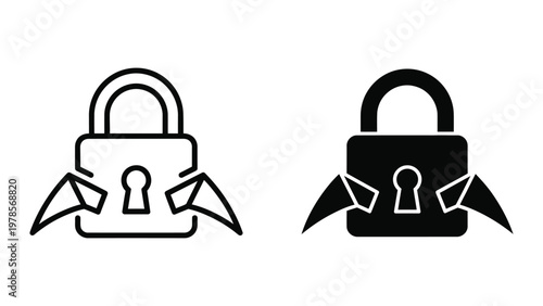 Contrasting locks with bat wings symbolizing security and mystery