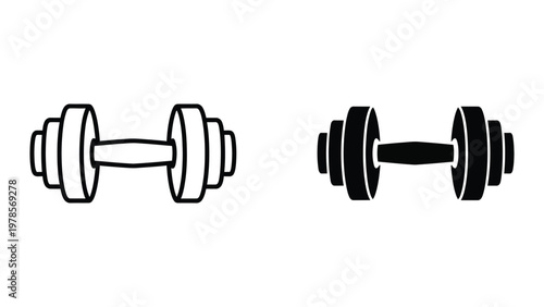 Comparison of two different dumbbell designs in black and white illustration style