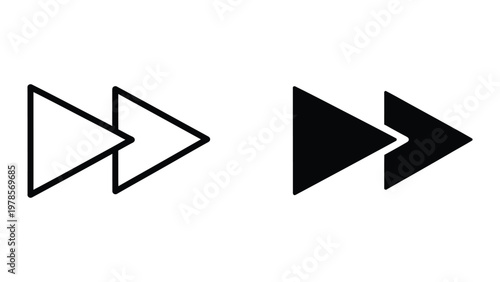 Comparison of filled and unfilled directional arrow styles in black and white
