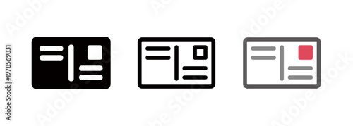 A letter icon. A greeting card/Christmas card icon.