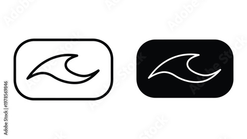 Contrasting logo designs of a wave-inspired symbol on white and black backgrounds