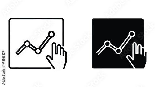 Hand interaction with a chart displayed on different background colors