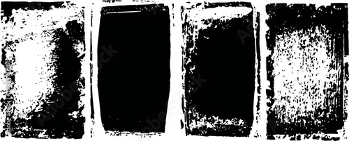 grunge distressed black and white rectangular textures vintage rough edge backgrounds with worn out and scratched overlay patterns