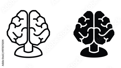 Contrasting brain hemispheres illustrated as tree-like structures with different colors