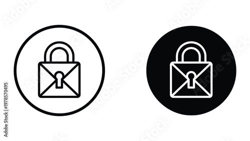 Contrast of secure mail icons in different circular backgrounds