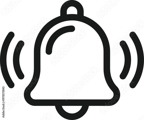 Vector illustration of a ringing bell with sound waves