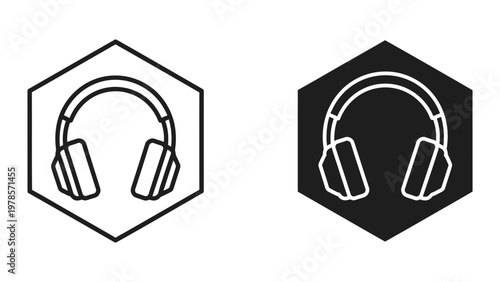 Headphones icon in contrasting background styles