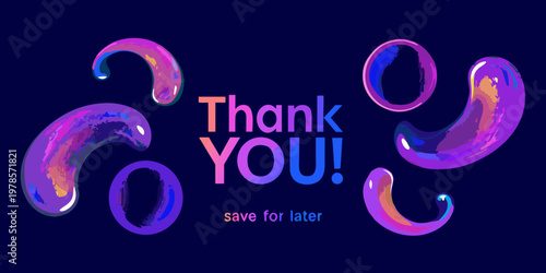 Vibrant abstract shapes and text reading thank you on dark blue
