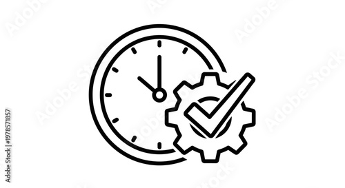 A vector illustration of a round office wall clock and business watch icon featuring a classic timer design with hour and minute hands to symbolize time management
