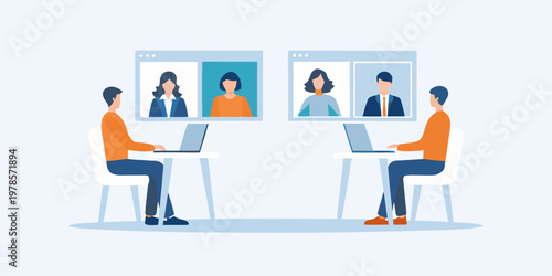 Diverse group participating in a virtual meeting or video conference call