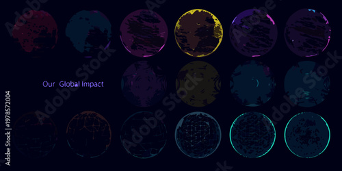 Abstract oval shapes in vibrant colors against a dark background