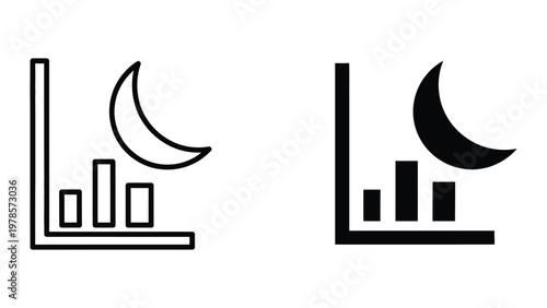 Contrast between light and dark moon phases with bar chart representations
