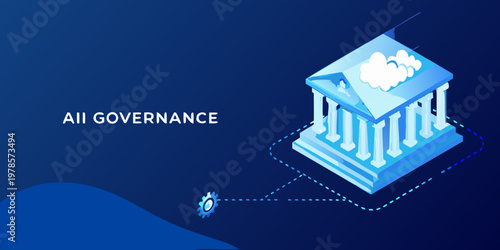 Abstract illustration of governance with a classical building motif