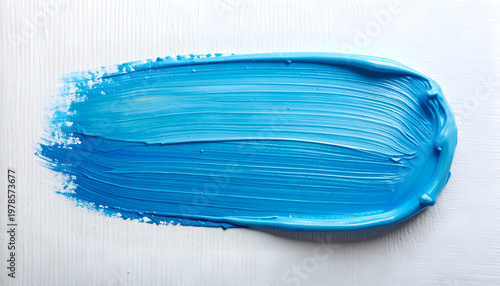 Vibrant Blue Paint Stroke on White Background.