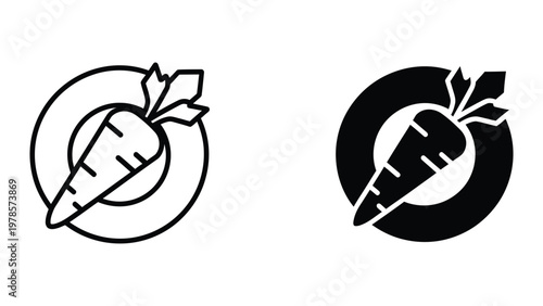 Contrasting carrot symbols in positive and negative space designs
