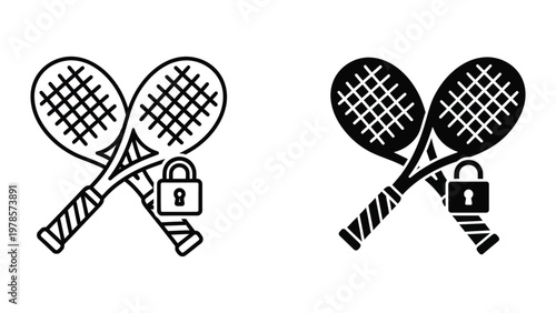 Crossed tennis rackets secured with padlocks symbolizing security and protection
